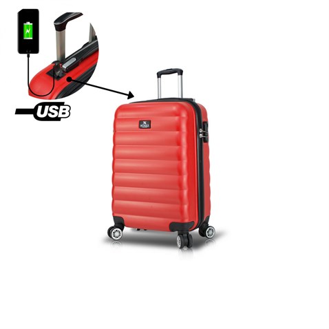 My Valice Smart Bag Colors Usb Şarj Girişli Kabin Boy Valiz Kırmızı