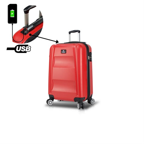 My Valice Smart Bag Exclusive Usb Şarj Girişli Kabin Boy Valiz Kırmızı