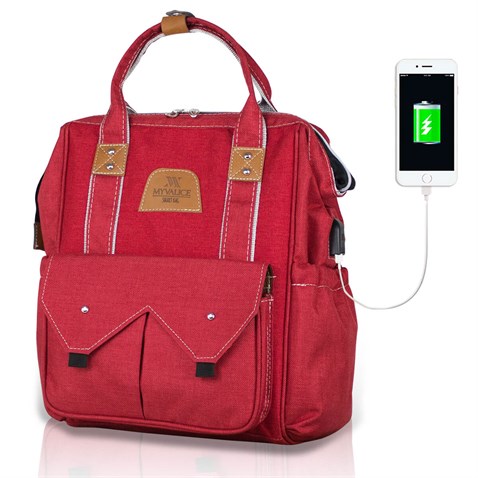 My Valice Smart Bag Sweet Usb'li Anne Bebek Bakım ve Sırt Çantası Kırmızı