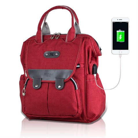 My Valice Smart Bag Tiny Usb'li Anne Bebek Bakım ve Sırt Çantası Kırmızı