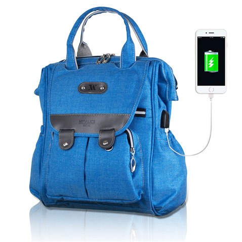My Valice Smart Bag Tiny Usb'li Anne Bebek Bakım ve Sırt Çantası Turkuaz