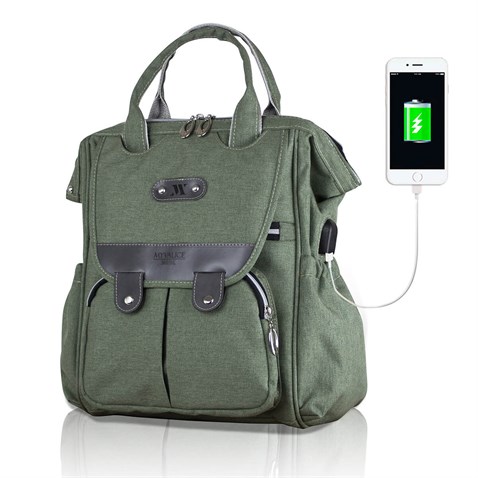 My Valice Smart Bag Tiny Usb'li Anne Bebek Bakım ve Sırt Çantası Haki