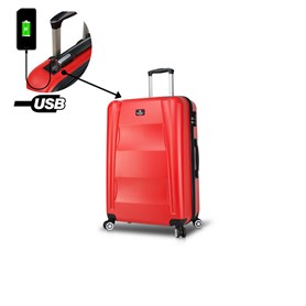 My Valice Smart Bag Exclusive Usb Şarj Girişli Orta Boy Valiz Kırmızı
