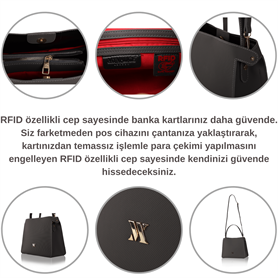 My Valice Smart Bag 1304 Kadın Çapraz Omuz Kol Çantası RFID Siyah