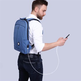 My Valice Smart Bag Galaxy Usb Şarj Girişli Notebook Sırt Çantası Mavi