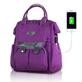 My Valice Smart Bag Tiny Usb'li Anne Bebek Bakım ve Sırt Çantası Mor