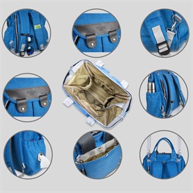 My Valice Smart Bag Tiny Usb'li Anne Bebek Bakım ve Sırt Çantası Saks Mavi